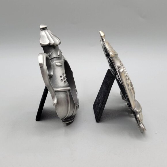 Teapot Shaped Miniature Photo Frames Victorian Style Design Metal Set of 2 - Picture 4 of 4